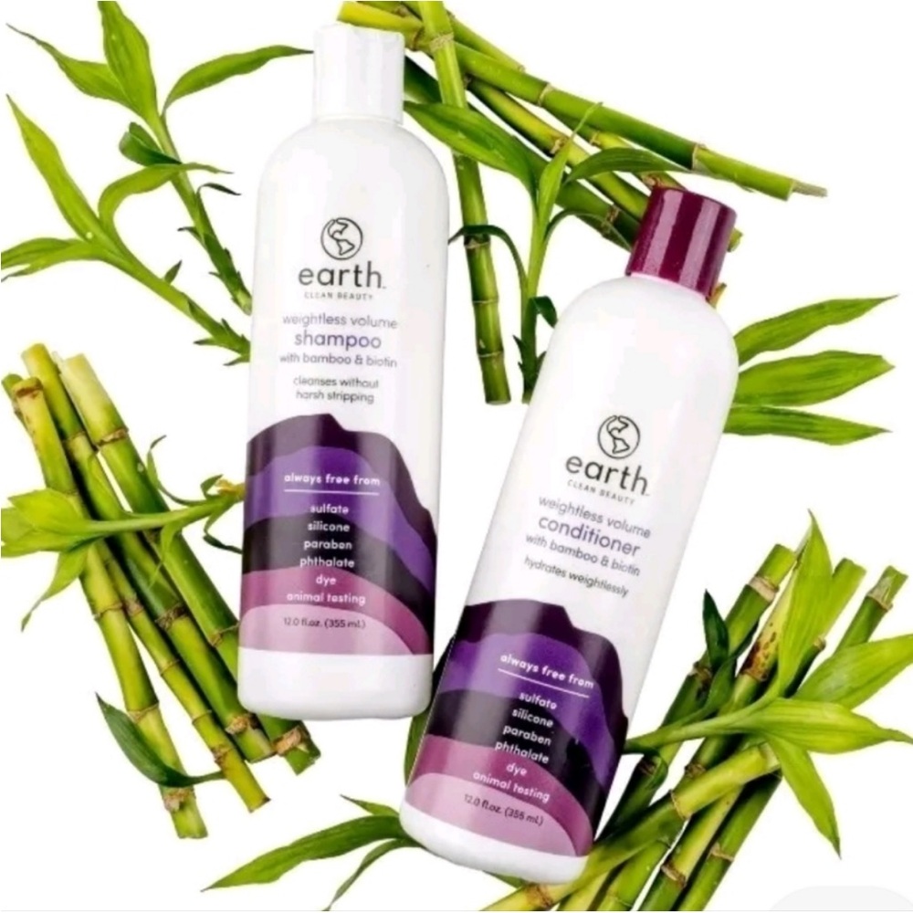 Earth Clean Beauty Weightless Volume Shampoo +‎ Conditioner W/ Bamboo & Biotin